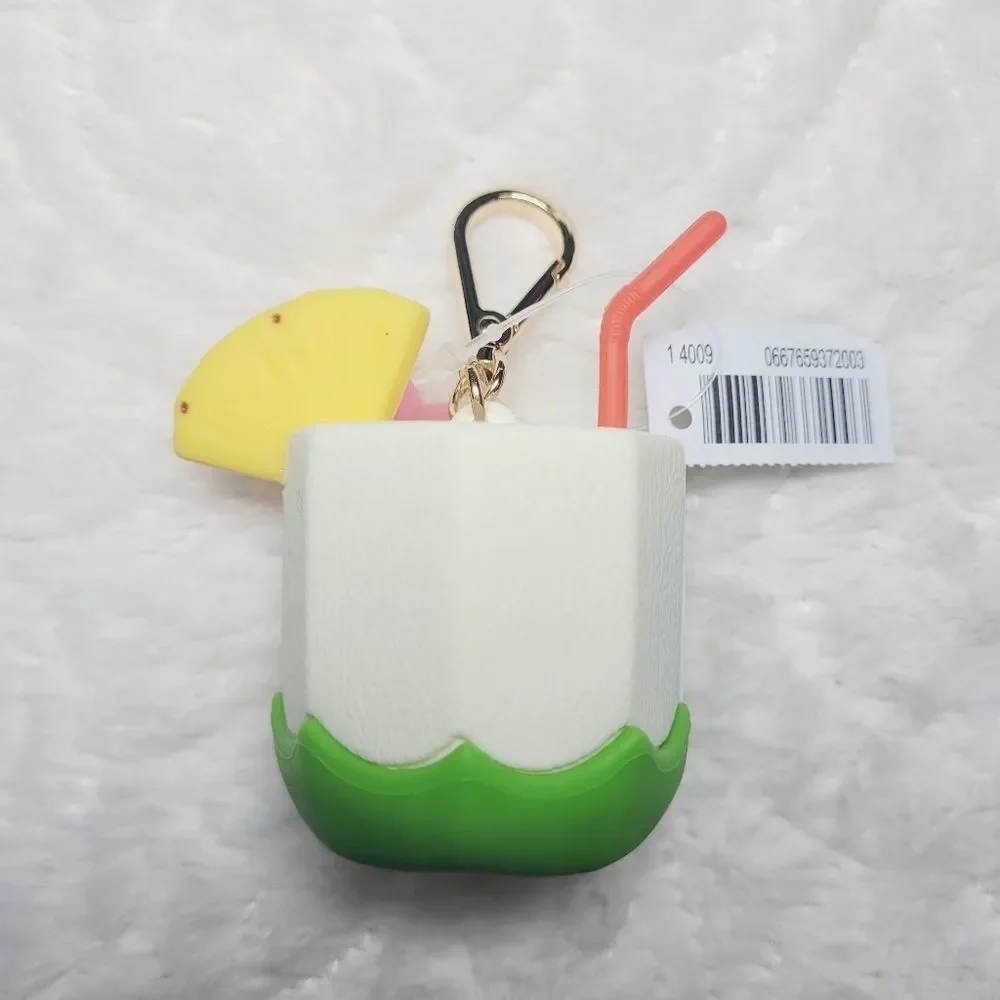 BBW Coconut Drink PocketBac Holder Flower Straw Pineapple Slice New OOS